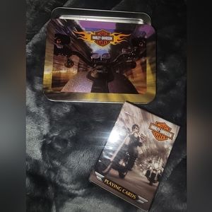 Harley davidson playing cards never opened in tin holding case